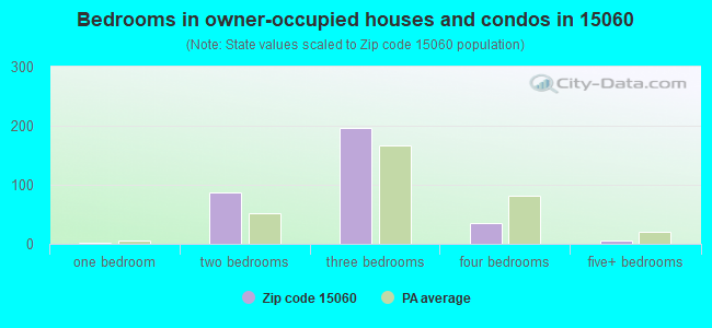 Bedrooms in owner-occupied houses and condos in 15060 