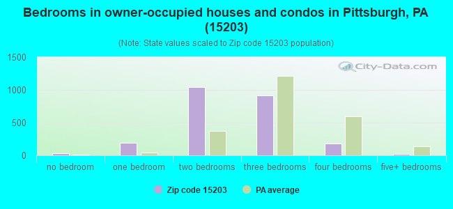 Bedrooms in owner-occupied houses and condos in Pittsburgh, PA (15203) 