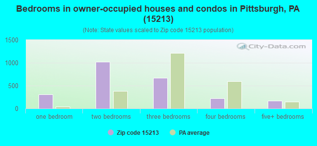 Bedrooms in owner-occupied houses and condos in Pittsburgh, PA (15213) 