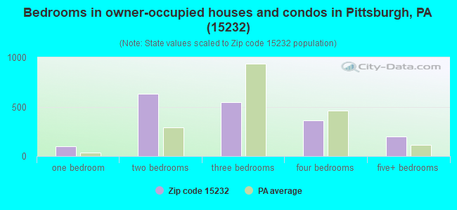 Bedrooms in owner-occupied houses and condos in Pittsburgh, PA (15232) 