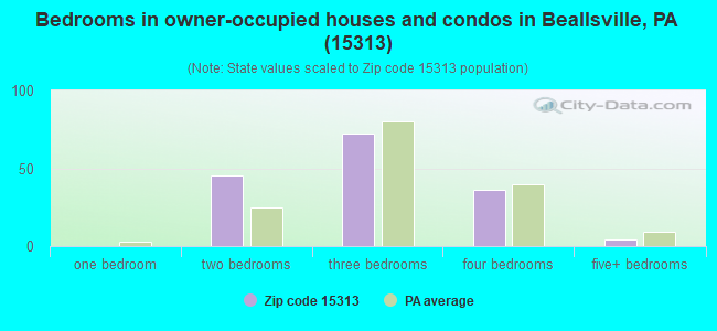 Bedrooms in owner-occupied houses and condos in Beallsville, PA (15313) 