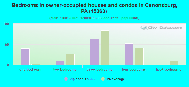 Bedrooms in owner-occupied houses and condos in Canonsburg, PA (15363) 