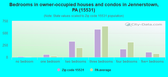 Bedrooms in owner-occupied houses and condos in Jennerstown, PA (15531) 