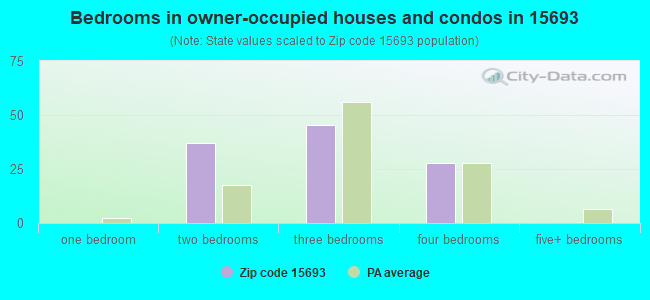 Bedrooms in owner-occupied houses and condos in 15693 