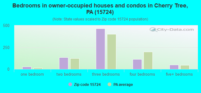 Bedrooms in owner-occupied houses and condos in Cherry Tree, PA (15724) 