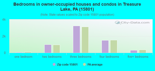 Bedrooms in owner-occupied houses and condos in Treasure Lake, PA (15801) 