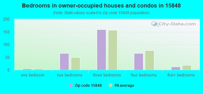 Bedrooms in owner-occupied houses and condos in 15848 