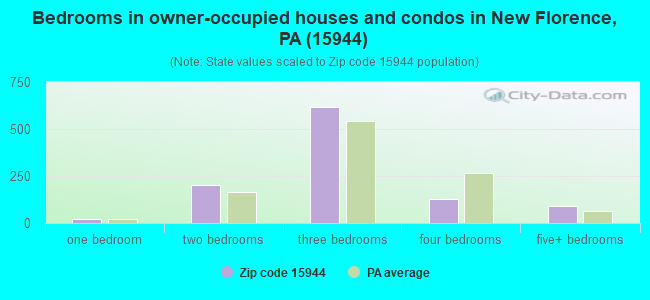 Bedrooms in owner-occupied houses and condos in New Florence, PA (15944) 