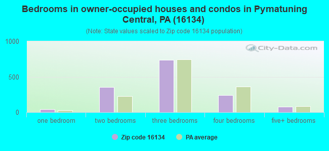 Bedrooms in owner-occupied houses and condos in Pymatuning Central, PA (16134) 