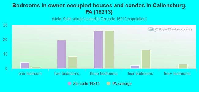 Bedrooms in owner-occupied houses and condos in Callensburg, PA (16213) 