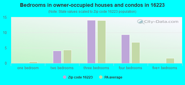 Bedrooms in owner-occupied houses and condos in 16223 