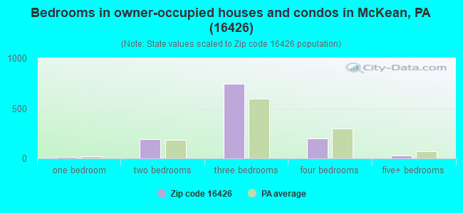 Bedrooms in owner-occupied houses and condos in McKean, PA (16426) 