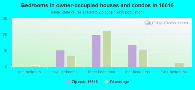 Bedrooms in owner-occupied houses and condos in 16616 