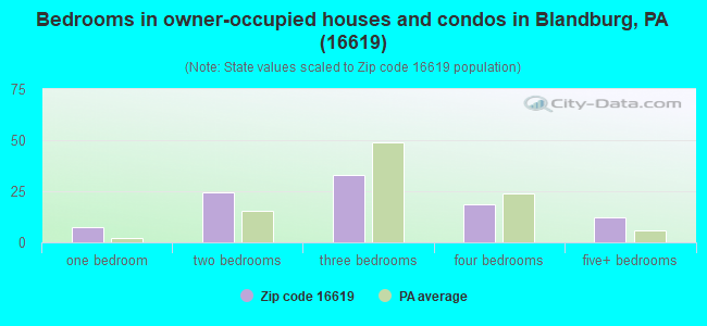 Bedrooms in owner-occupied houses and condos in Blandburg, PA (16619) 