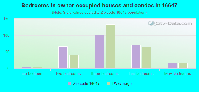 Bedrooms in owner-occupied houses and condos in 16647 