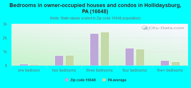 Bedrooms in owner-occupied houses and condos in Hollidaysburg, PA (16648) 