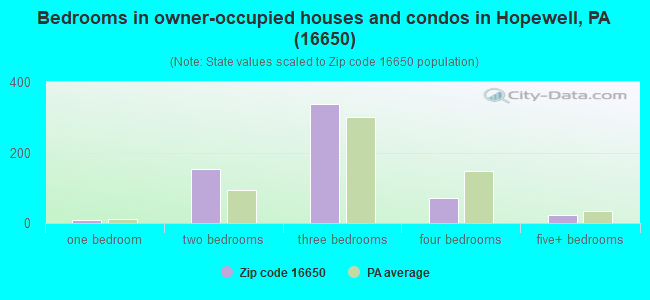 Bedrooms in owner-occupied houses and condos in Hopewell, PA (16650) 