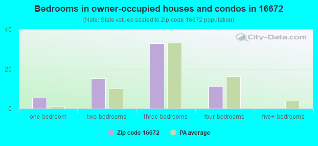 Bedrooms in owner-occupied houses and condos in 16672 