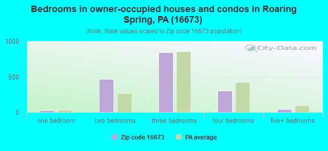 Bedrooms in owner-occupied houses and condos in Roaring Spring, PA (16673) 