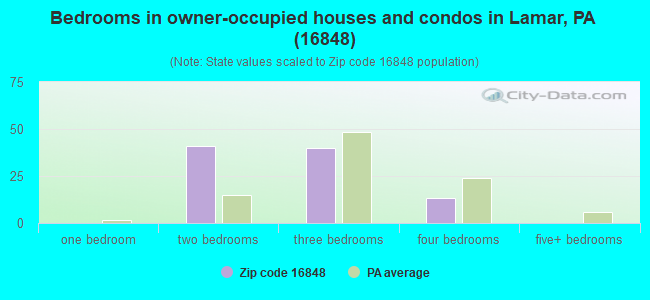 Bedrooms in owner-occupied houses and condos in Lamar, PA (16848) 