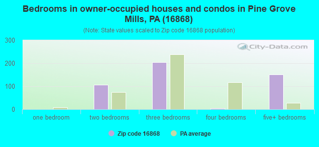 Bedrooms in owner-occupied houses and condos in Pine Grove Mills, PA (16868) 