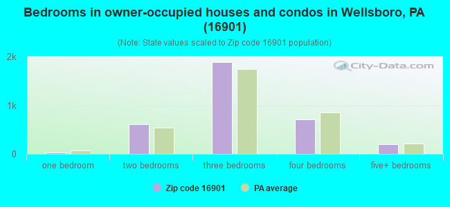 Bedrooms in owner-occupied houses and condos in Wellsboro, PA (16901) 