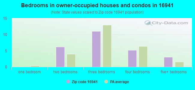 Bedrooms in owner-occupied houses and condos in 16941 