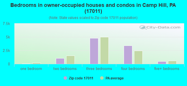 Bedrooms in owner-occupied houses and condos in Camp Hill, PA (17011) 