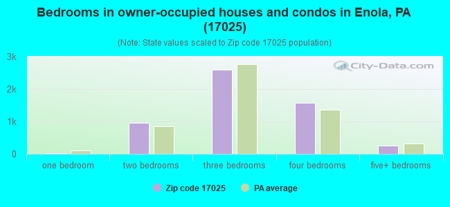 Bedrooms in owner-occupied houses and condos in Enola, PA (17025) 