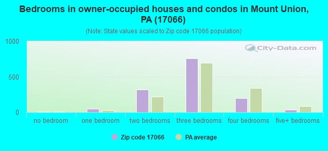 Bedrooms in owner-occupied houses and condos in Mount Union, PA (17066) 