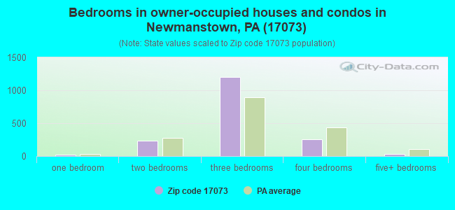 Bedrooms in owner-occupied houses and condos in Newmanstown, PA (17073) 