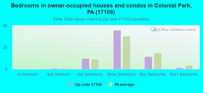 Bedrooms in owner-occupied houses and condos in Colonial Park, PA (17109) 
