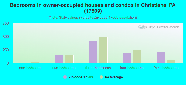 Bedrooms in owner-occupied houses and condos in Christiana, PA (17509) 
