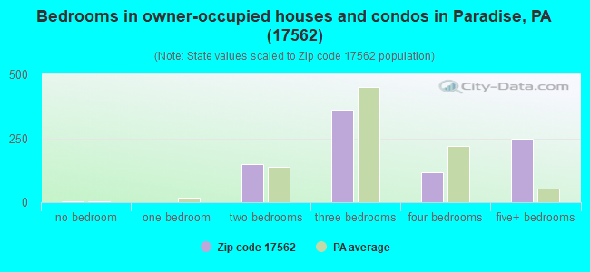 Bedrooms in owner-occupied houses and condos in Paradise, PA (17562) 