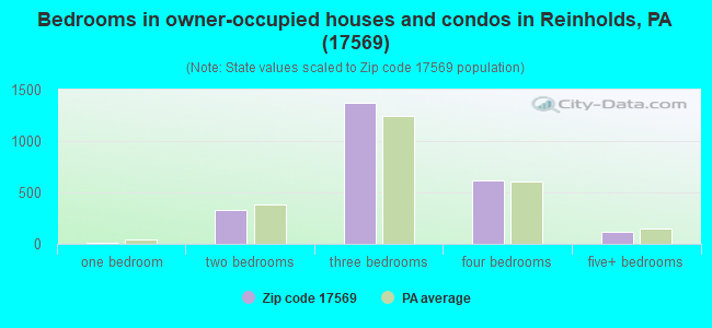 Bedrooms in owner-occupied houses and condos in Reinholds, PA (17569) 