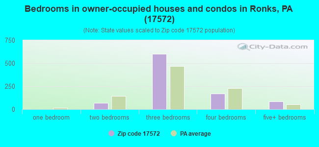 Bedrooms in owner-occupied houses and condos in Ronks, PA (17572) 