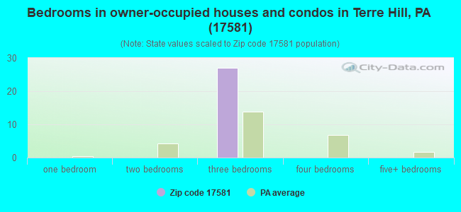 Bedrooms in owner-occupied houses and condos in Terre Hill, PA (17581) 