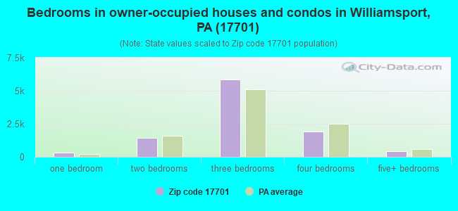 Bedrooms in owner-occupied houses and condos in Williamsport, PA (17701) 