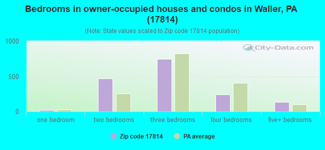 Bedrooms in owner-occupied houses and condos in Waller, PA (17814) 