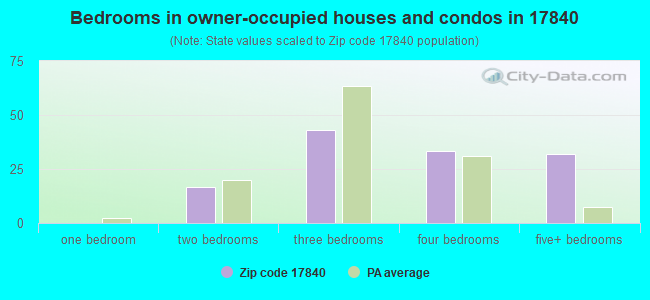 Bedrooms in owner-occupied houses and condos in 17840 