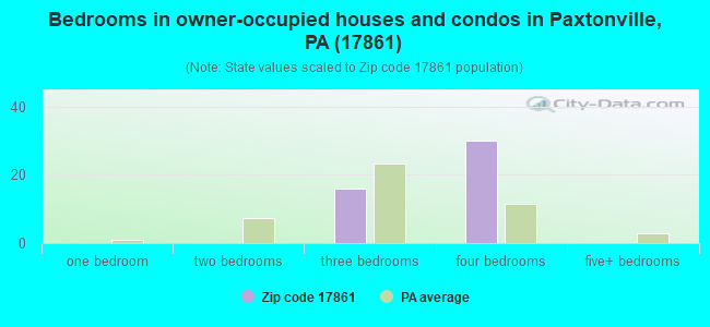 Bedrooms in owner-occupied houses and condos in Paxtonville, PA (17861) 