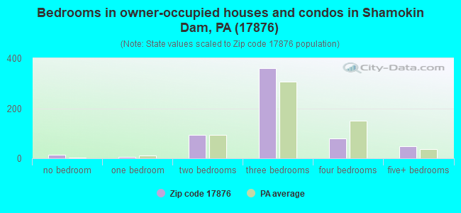 Bedrooms in owner-occupied houses and condos in Shamokin Dam, PA (17876) 