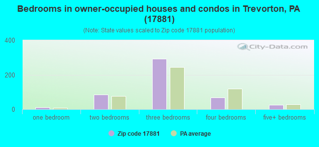 Bedrooms in owner-occupied houses and condos in Trevorton, PA (17881) 