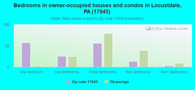 Bedrooms in owner-occupied houses and condos in Locustdale, PA (17945) 