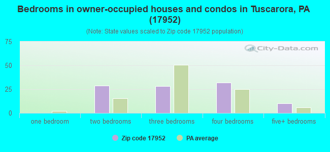 Bedrooms in owner-occupied houses and condos in Tuscarora, PA (17952) 