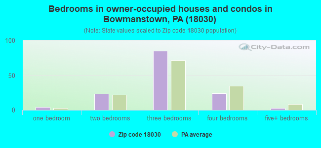 Bedrooms in owner-occupied houses and condos in Bowmanstown, PA (18030) 