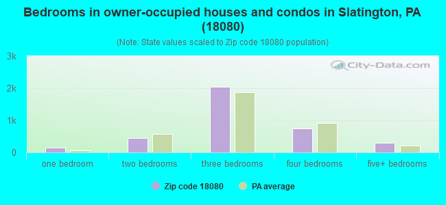 Bedrooms in owner-occupied houses and condos in Slatington, PA (18080) 