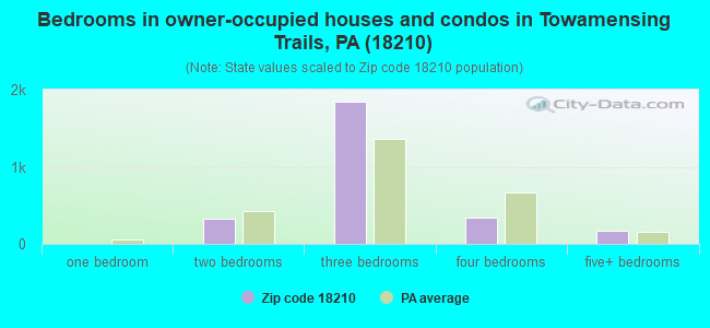 Bedrooms in owner-occupied houses and condos in Towamensing Trails, PA (18210) 