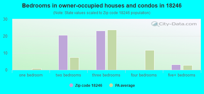 Bedrooms in owner-occupied houses and condos in 18246 