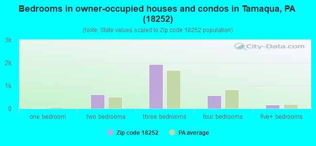 Bedrooms in owner-occupied houses and condos in Tamaqua, PA (18252) 